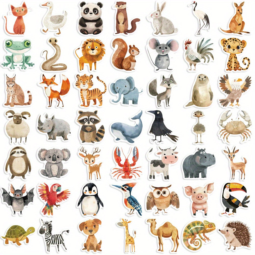 50pcs Animal Vinyl Stickers Colorful Doodle Decals for Laptop Suitcase Guitar