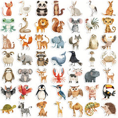 50pcs Animal Vinyl Stickers Colorful Doodle Decals for Laptop Suitcase Guitar
