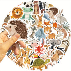 50pcs Animal Vinyl Stickers Colorful Doodle Decals for Laptop Suitcase Guitar