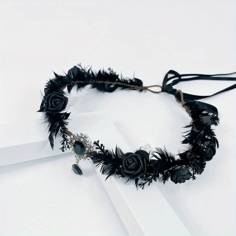 Floral Feather Fairy Crown with Charms - Halloween Costume