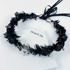 Floral Feather Fairy Crown with Charms - Halloween Costume
