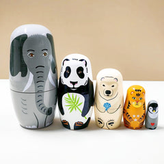 Wooden Elephant Pattern Doll Figurine Christmas Halloween Decoration