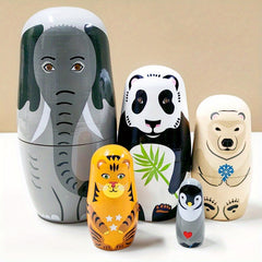 Wooden Elephant Pattern Doll Figurine Christmas Halloween Decoration