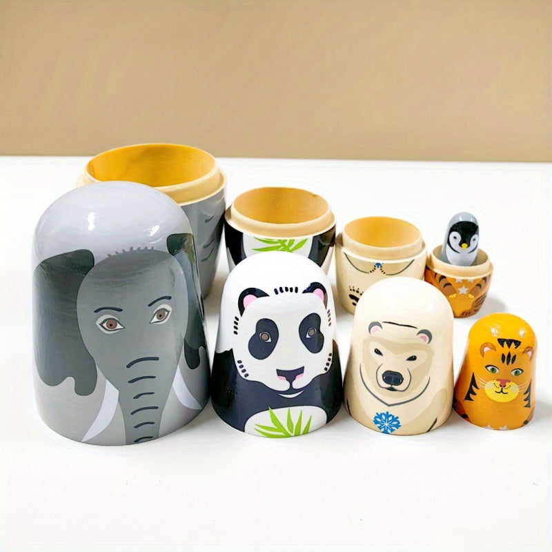 Wooden Elephant Pattern Doll Figurine Christmas Halloween Decoration