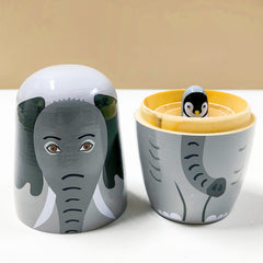 Wooden Elephant Pattern Doll Figurine Christmas Halloween Decoration