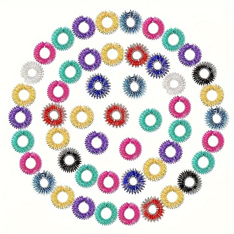 10pcs Colorful Acupressure Finger Massage Rings for Men & Women