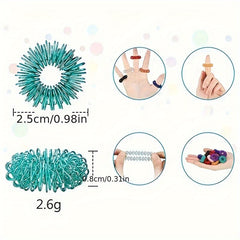 10pcs Colorful Acupressure Finger Massage Rings for Men & Women