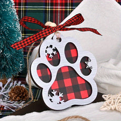 Personalized Paw Print Wooden Ornament - Pet Paw Snowflakes Christmas Tree Decor