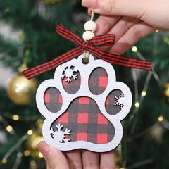 Personalized Paw Print Wooden Ornament - Pet Paw Snowflakes Christmas Tree Decor
