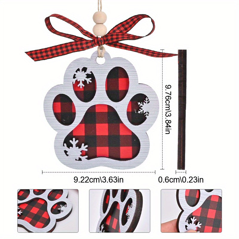 Personalized Paw Print Wooden Ornament - Pet Paw Snowflakes Christmas Tree Decor