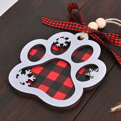 Personalized Paw Print Wooden Ornament - Pet Paw Snowflakes Christmas Tree Decor