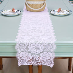 Lace Table Runner Polyester Flower Scalloped Edge Home Holiday Decoration