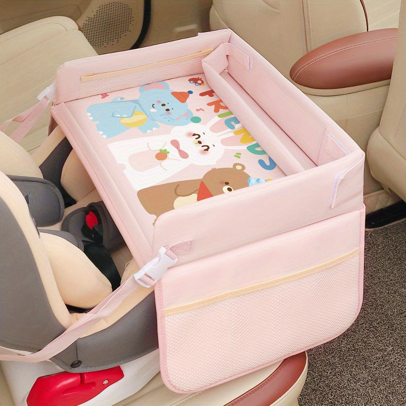 Youngsters' Car Seat Tray with Cartoon Waterproof Storage & Dining Table