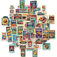 50pcs European American Food Labels Cartoon Stickers Self-adhesive Waterproof