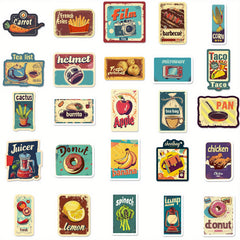 50pcs European American Food Labels Cartoon Stickers Self-adhesive Waterproof