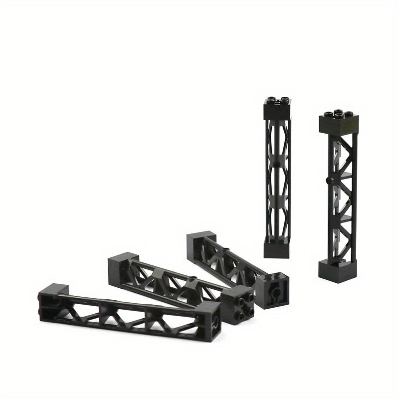 4pcs Military Train Car Pillar Support Girder ABS City Building Blocks Grey