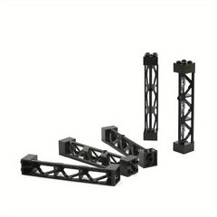 4pcs Military Train Car Pillar Support Girder ABS City Building Blocks Grey