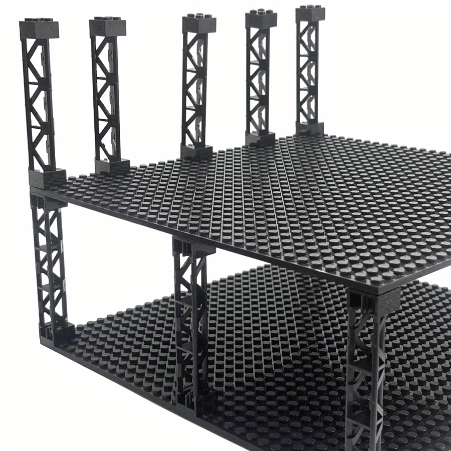 4pcs Military Train Car Pillar Support Girder ABS City Building Blocks Grey