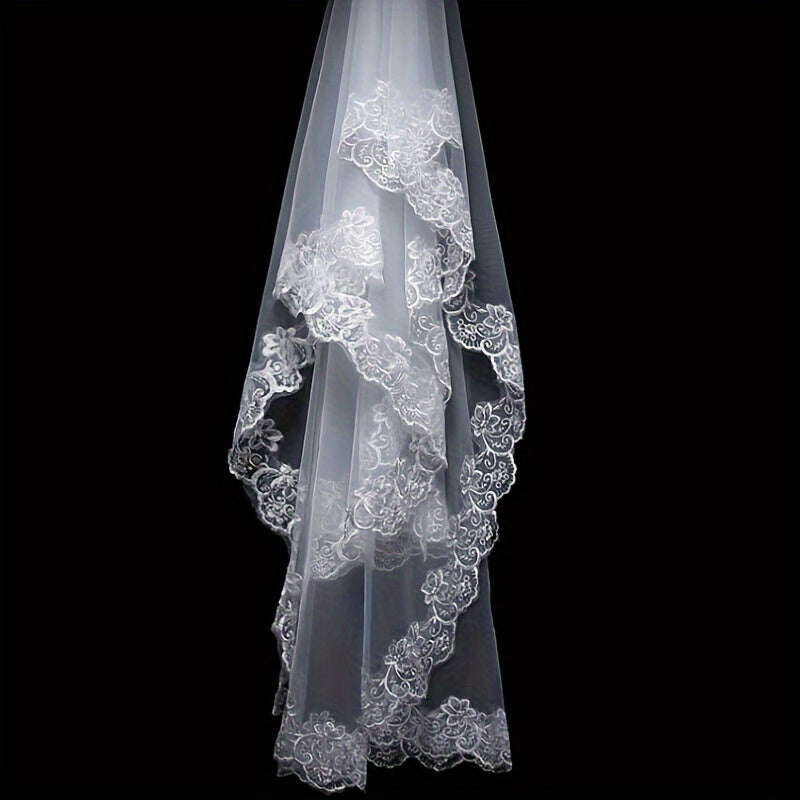 Vintage Lace Bridal Veil with Floral Lace for Brides