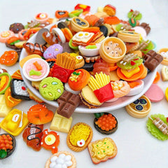32 64pcs Mini Food Doll House Accessories Small Toys Mixed Resin Kitchen Decor