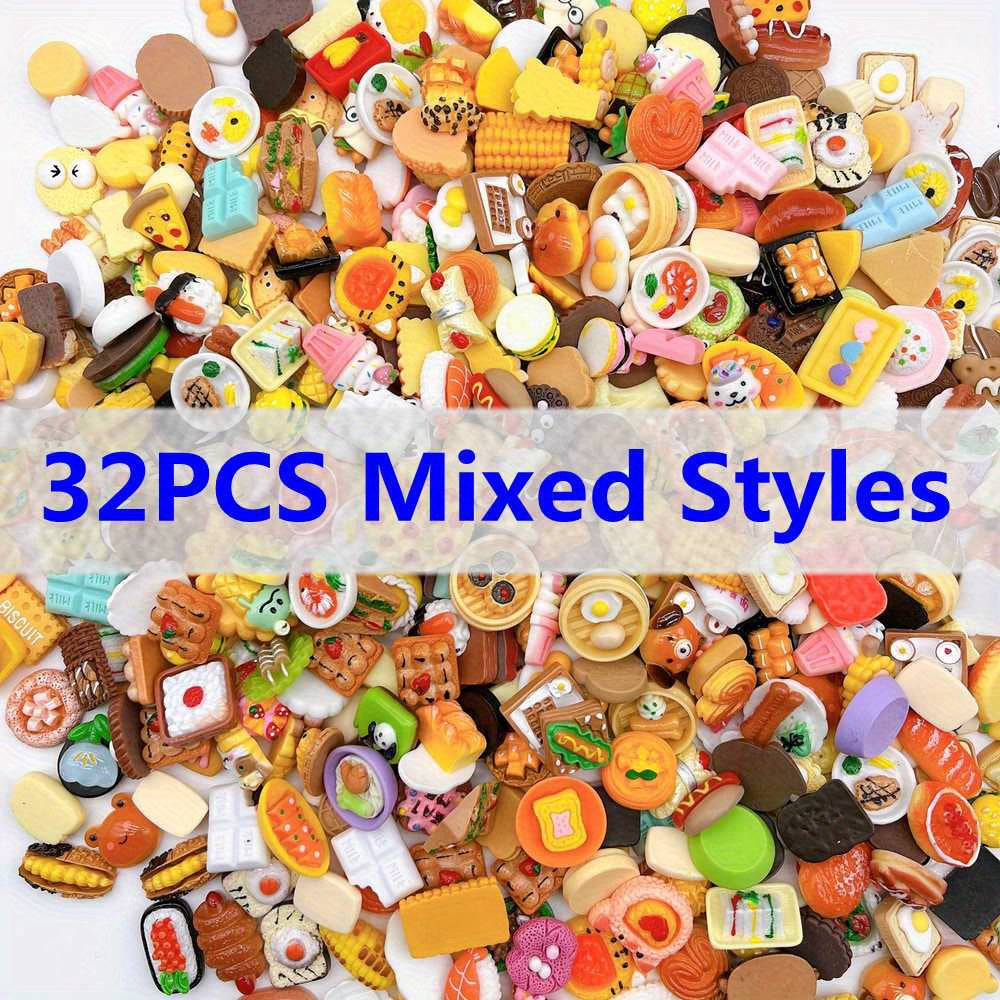 32 64pcs Mini Food Doll House Accessories Small Toys Mixed Resin Kitchen Decor
