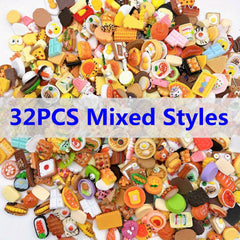 32 64pcs Mini Food Doll House Accessories Small Toys Mixed Resin Kitchen Decor