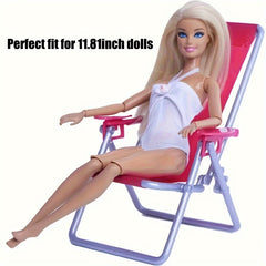 Foldable Colorful Doll Beach Chair Portable Furniture for Doll House and Props