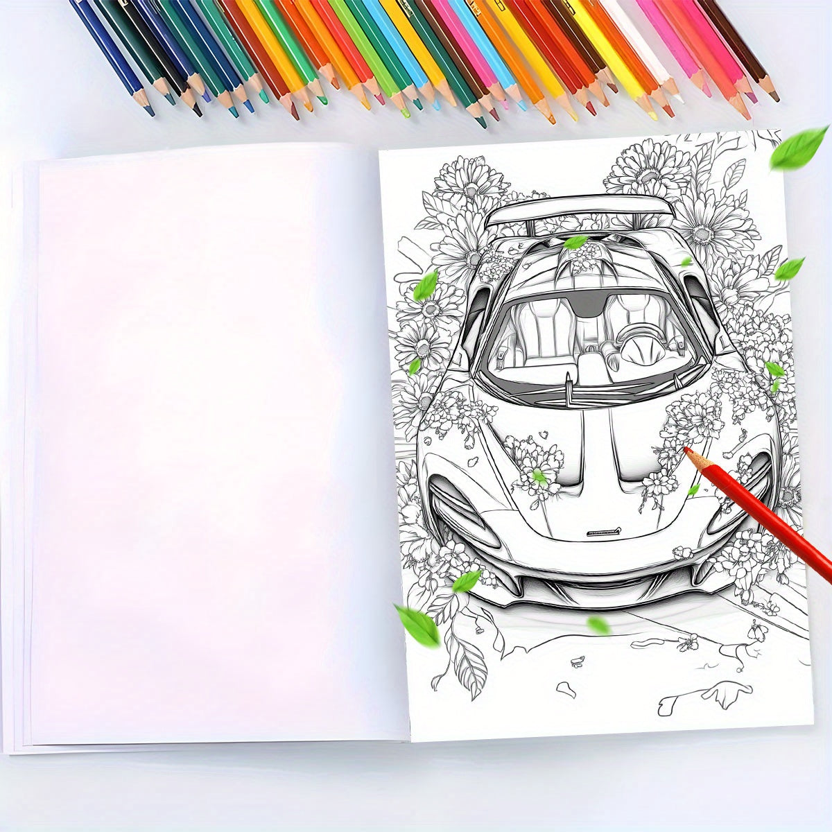 Flower Cart Deluxe Coloring Book - Stress Relieving Art Book for Teens & Adults