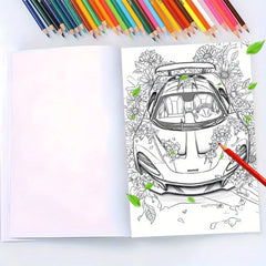 Flower Cart Deluxe Coloring Book - Stress Relieving Art Book for Teens & Adults