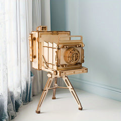 3D Plywood Camera Puzzle Yellow Creative DIY Assembly Toy Gift