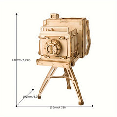 3D Plywood Camera Puzzle Yellow Creative DIY Assembly Toy Gift