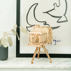 3D Plywood Camera Puzzle Yellow Creative DIY Assembly Toy Gift