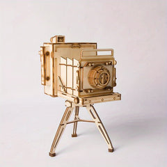 3D Plywood Camera Puzzle Yellow Creative DIY Assembly Toy Gift
