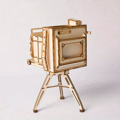 3D Plywood Camera Puzzle Yellow Creative DIY Assembly Toy Gift