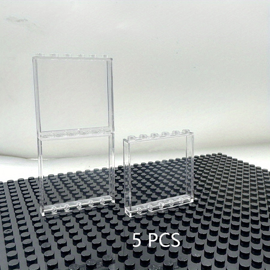 5pcs DIY Building Block Transparent Door Window Frame Wall City Panel Bricks