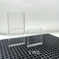 5pcs DIY Building Block Transparent Door Window Frame Wall City Panel Bricks