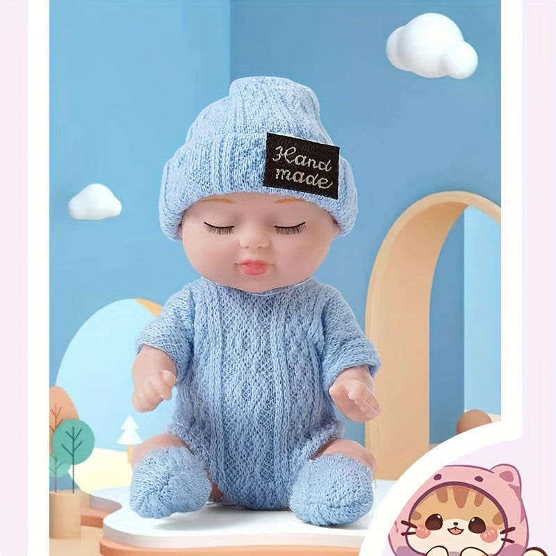 Y2K Knitted Reborn BJD Doll 4 Inch Sleeping Baby Realistic Dress Up Plastic Body