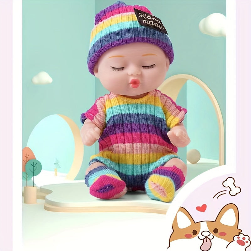 Y2K Knitted Reborn BJD Doll 4 Inch Sleeping Baby Realistic Dress Up Plastic Body