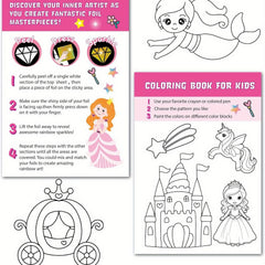 2in 1 Foil Fun Art Kit Kids and Princess Craft DIY Kit Coloring Book Creative