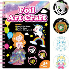 2in 1 Foil Fun Art Kit Kids and Princess Craft DIY Kit Coloring Book Creative
