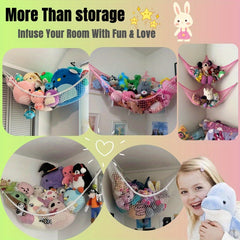 Pink Corner Hanging Organizer for Stuffed Animals