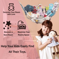 Pink Corner Hanging Organizer for Stuffed Animals