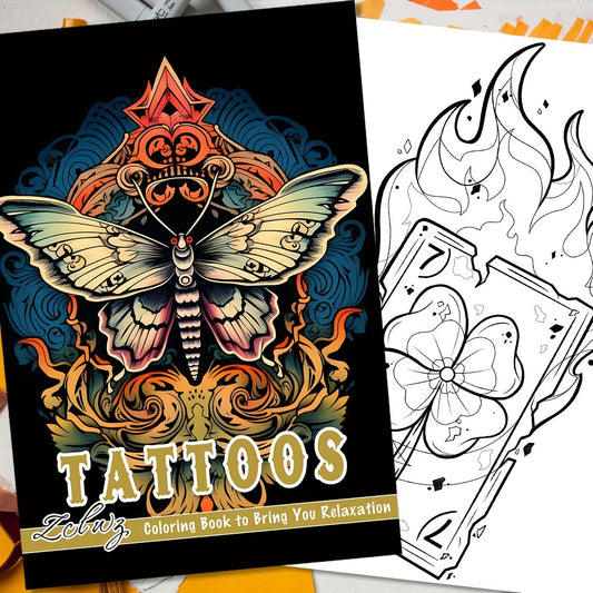 Deluxe Butterfly Tattoo Coloring Book for Teens & Adults