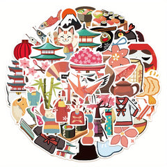 50pcs Waterproof Japanese Stickers for Laptops Water Bottles Phones Guitar