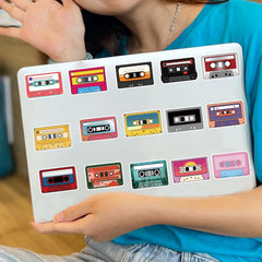 50pcs Retro Cassette Tape Stickers Vibrant DIY Decals Nostalgic Music Aesth