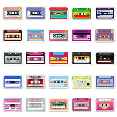 50pcs Retro Cassette Tape Stickers Vibrant DIY Decals Nostalgic Music Aesth