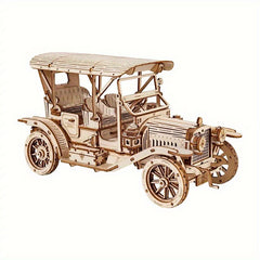 Wooden Puzzle Car Model Set - Mechanical Grand Prix Car & Vintage C
