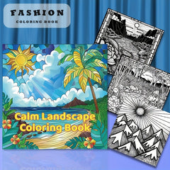 Serene Landscape Designs Adult Coloring Book - Stress Relief, Anxiety Reduction