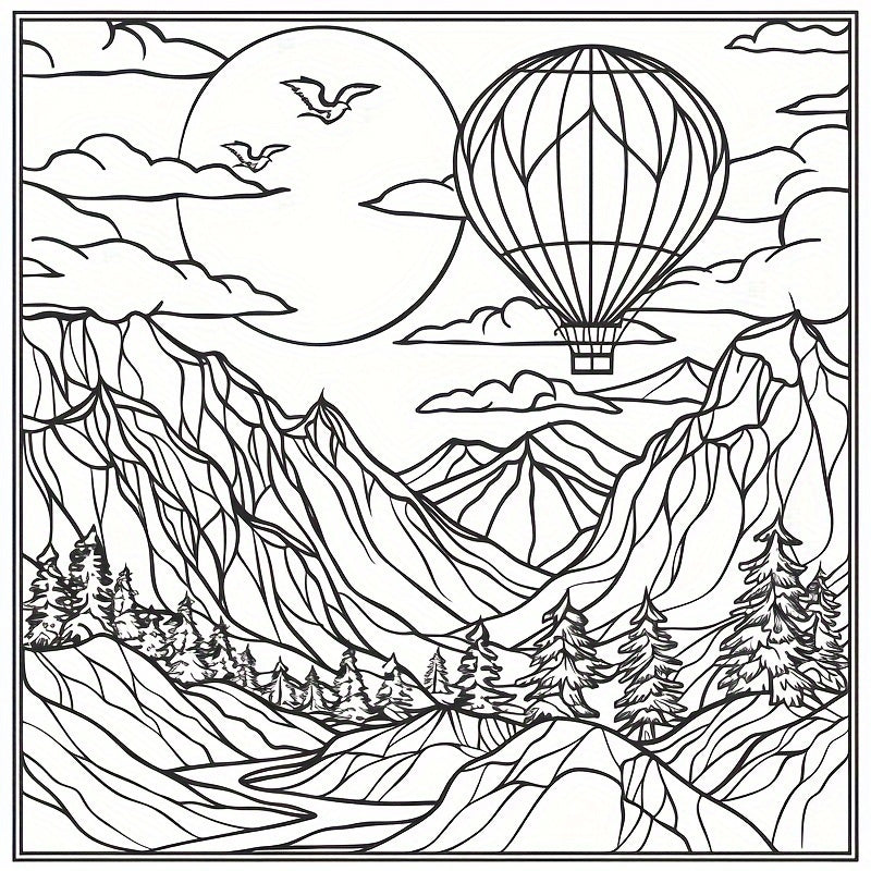 Serene Landscape Designs Adult Coloring Book - Stress Relief, Anxiety Reduction