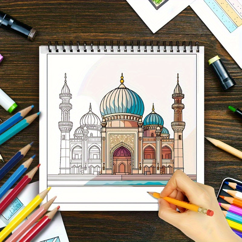 Deluxe Architectural Coloring Book Stress Relief Art for Adults & Teens